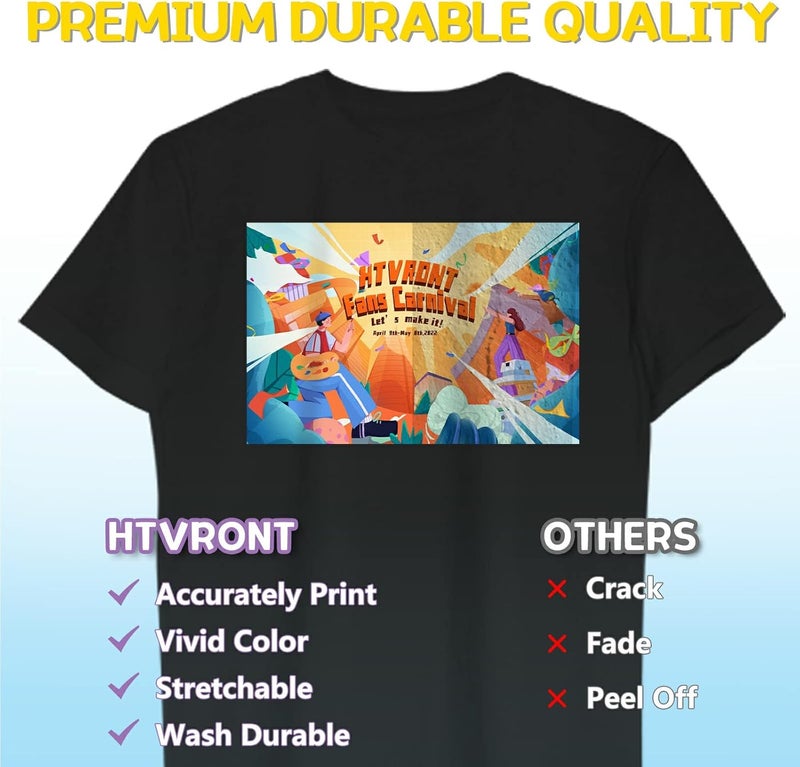 HTVRONT Heat Transfer Paper 11x17 " for Dark T Shirts - 10 Pack Iron on Transfer Paper for Inkjet Printer, Large 11x17" Easy to Use Printable Heat Transfer Vinyl, Vibrant Color, Durable & Soft - Image 3